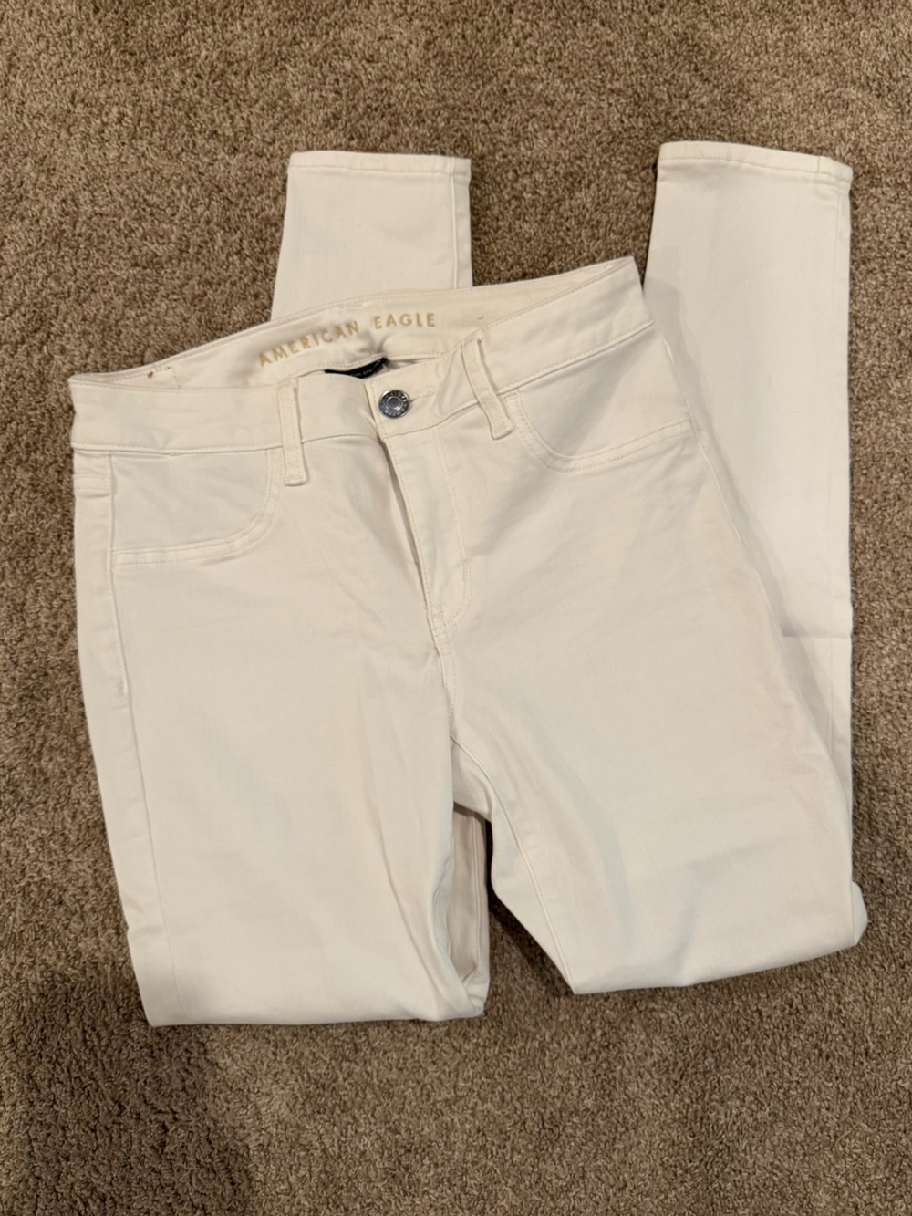 American Eagle Outfitters Women’s Cream Skinny Jeans - High Rise